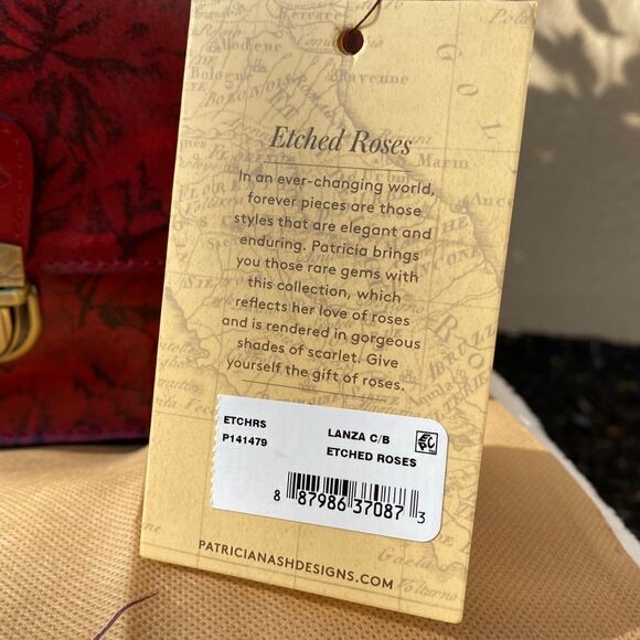 PATRICIA NASH LANZA LEATHER CROSSBODY CLUTCH ETCHED ROSES NWT - Picture 3 of 14